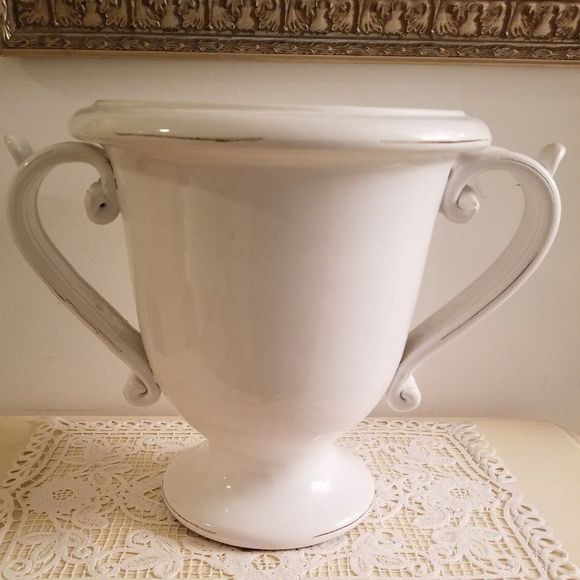 White Ceramic Planter HAND MADE IN ITALY - Picture 2 of 5